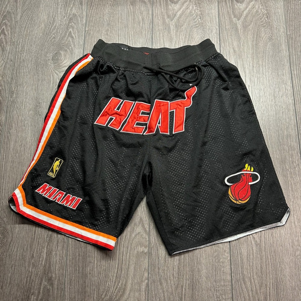 Just Don Miami Heat 1996-97 Basketball Shorts Black Mens Large Mesh NBA USA